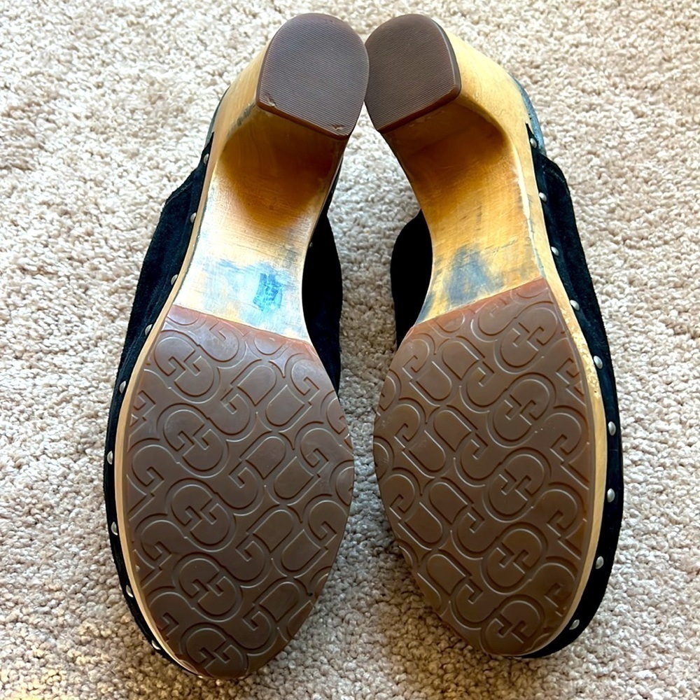 Black Leather Ugg Shearling Clogs - image 8